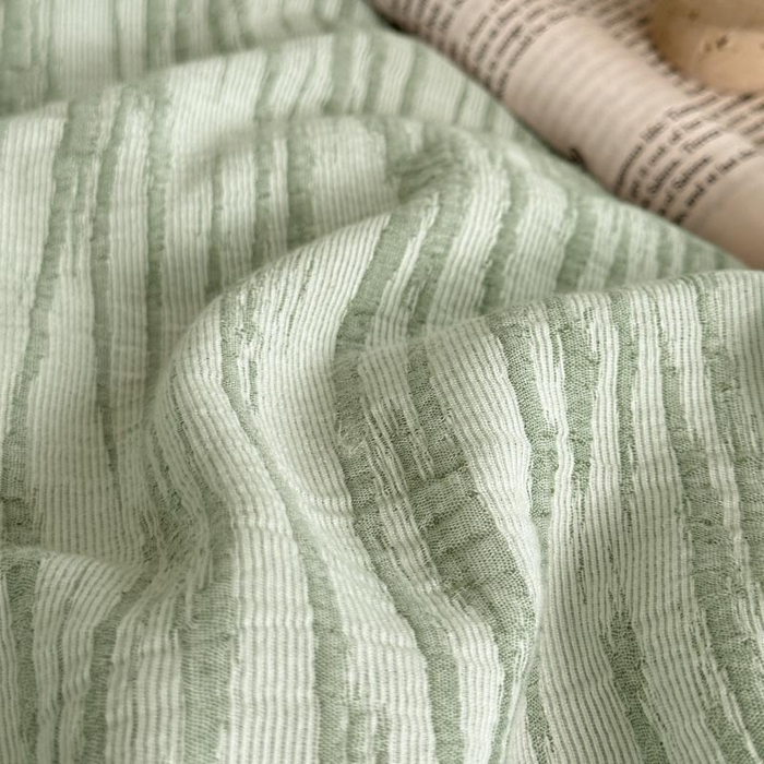 91家纺网 家纺一手货源 找家纺 ab家纺 2026新款全棉纯棉三层纱提花四件套 米亚-绿