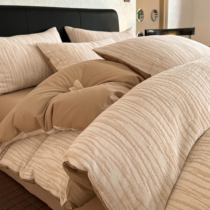 ab家纺 2026新款全棉纯棉三层纱提花四件套 米亚-米咖