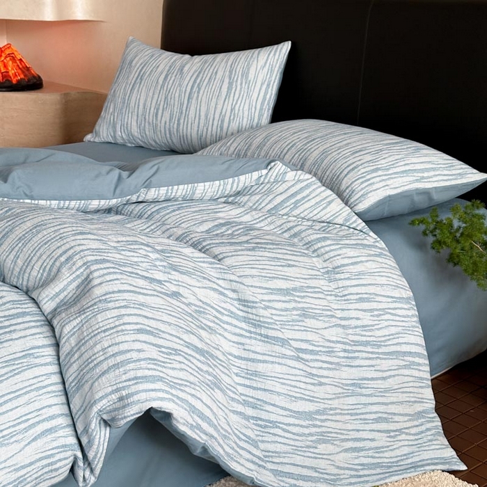 91家纺网 家纺一手货源 找家纺 ab家纺 2026新款全棉纯棉三层纱提花四件套 米亚-浅蓝