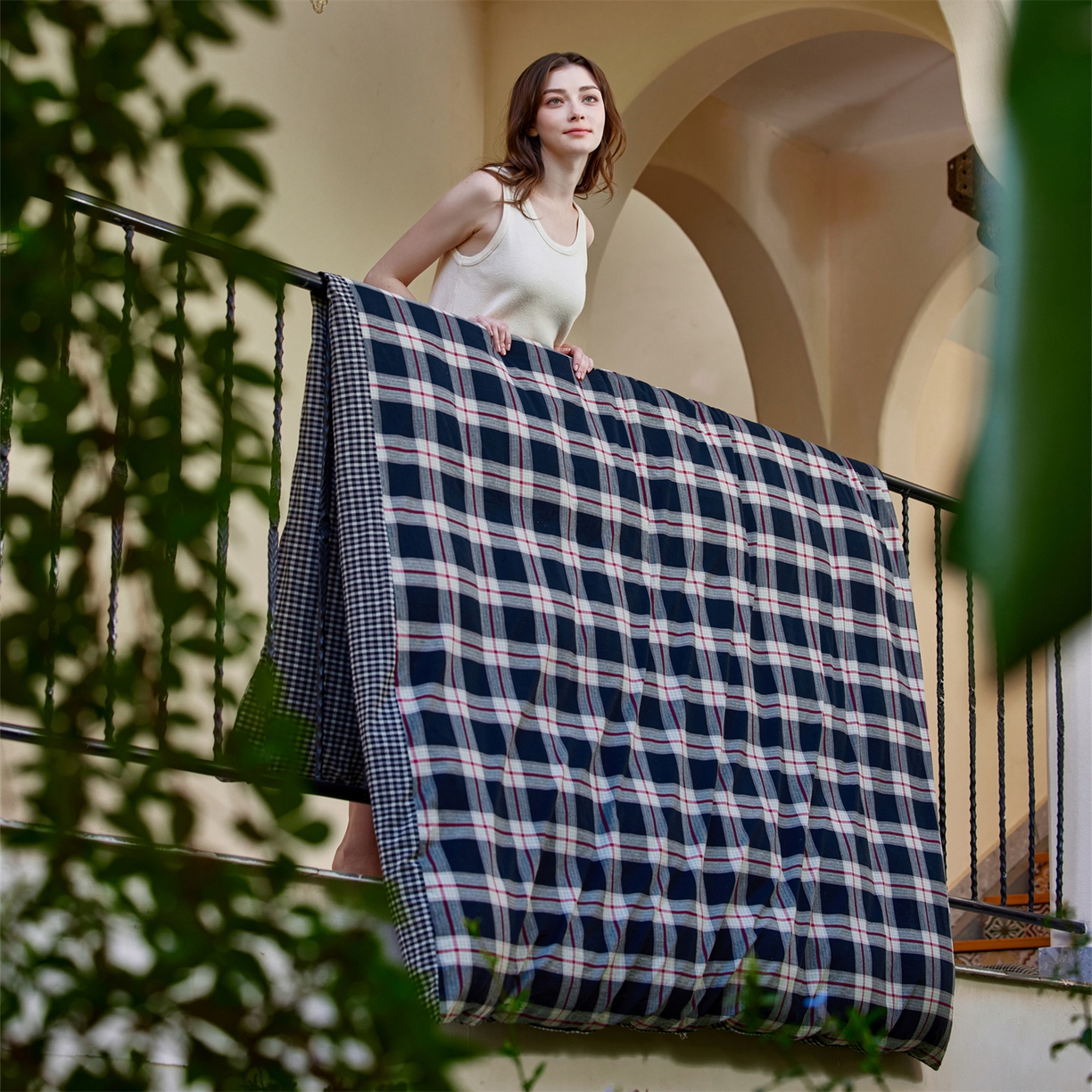 91家纺网 家纺一手货源 找家纺 （总）启程家纺 2026新款纯棉水洗棉复古大格系列多规格纯棉四件套