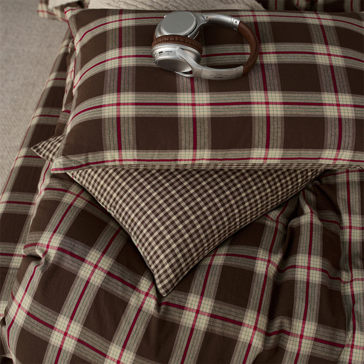 91家纺网 家纺一手货源 找家纺 启程家纺 2026新款纯棉水洗棉复古大格系列多规格纯棉四件套 摩登大咖