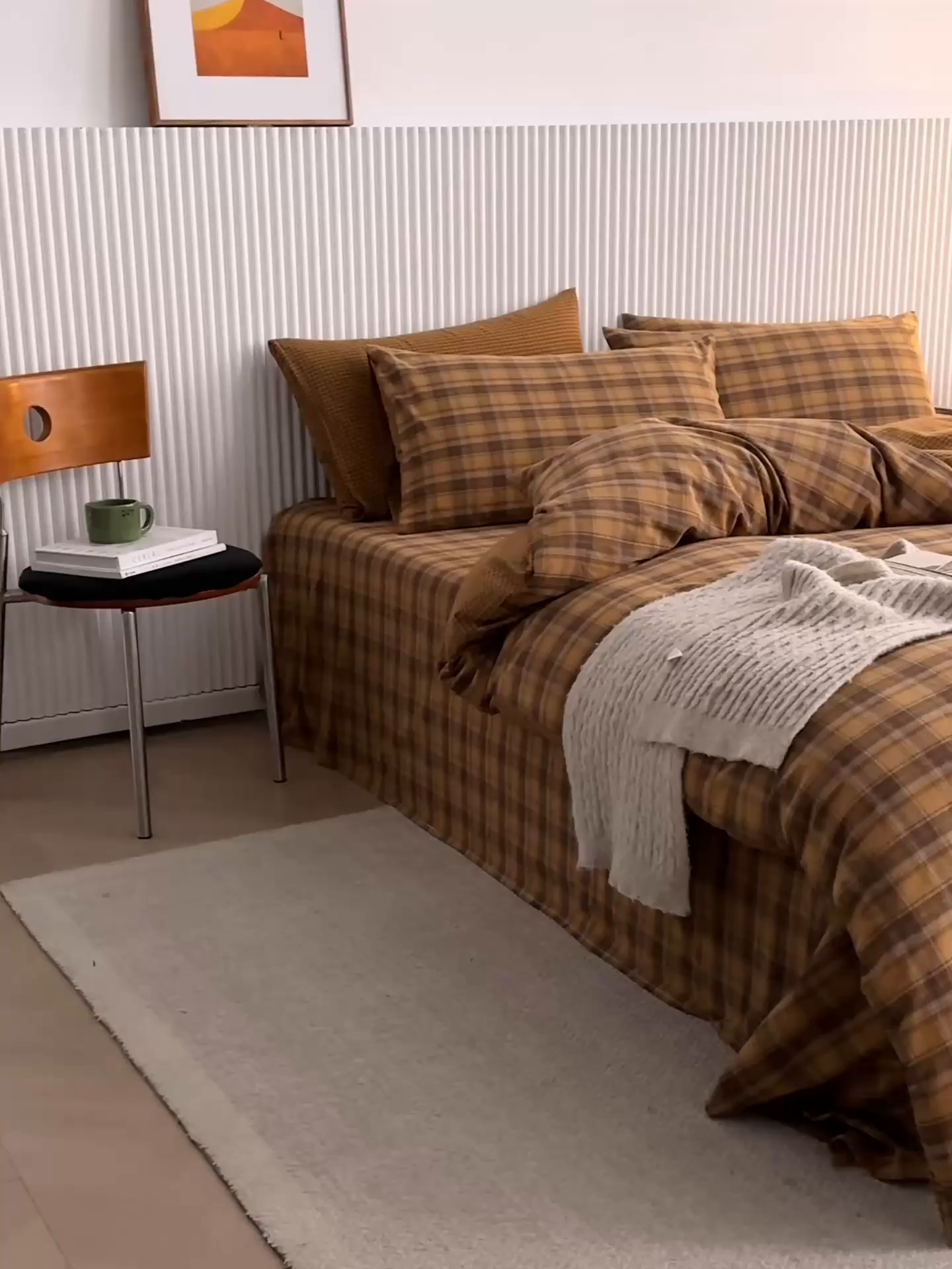 91家纺网 家纺一手货源 找家纺 启程家纺 2026新款纯棉水洗棉复古大格系列多规格纯棉四件套 苏格兰黄大格