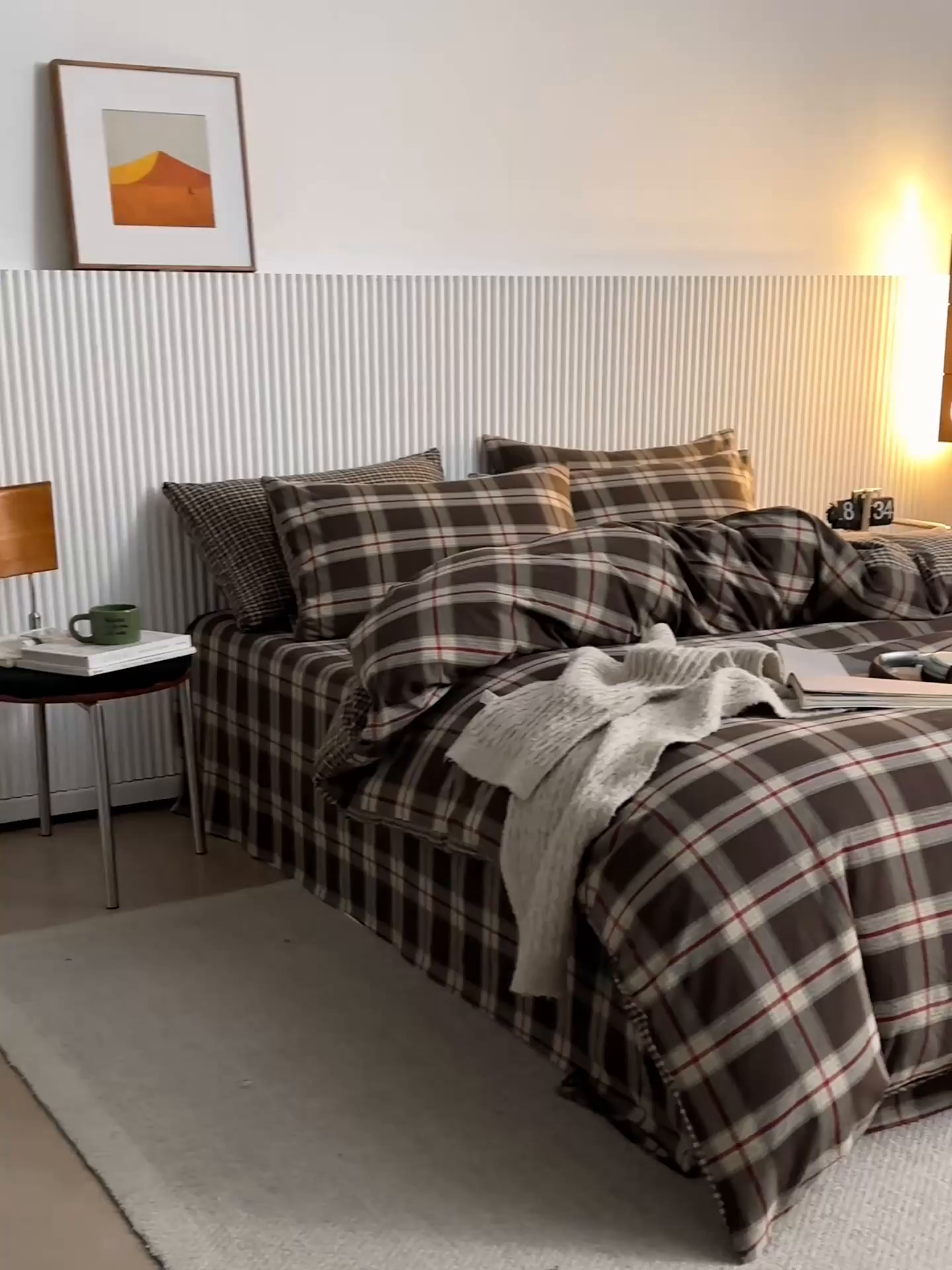 91家纺网 家纺一手货源 找家纺 启程家纺 2026新款纯棉水洗棉复古大格系列多规格纯棉四件套 摩登大咖