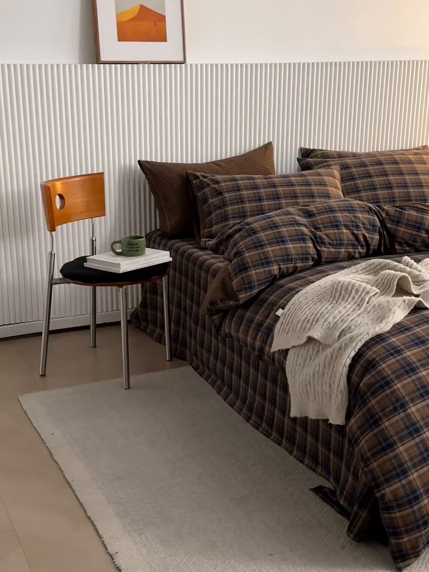 91家纺网 家纺一手货源 找家纺 启程家纺 2026新款纯棉水洗棉复古大格系列多规格纯棉四件套 苏格兰藏蓝大格