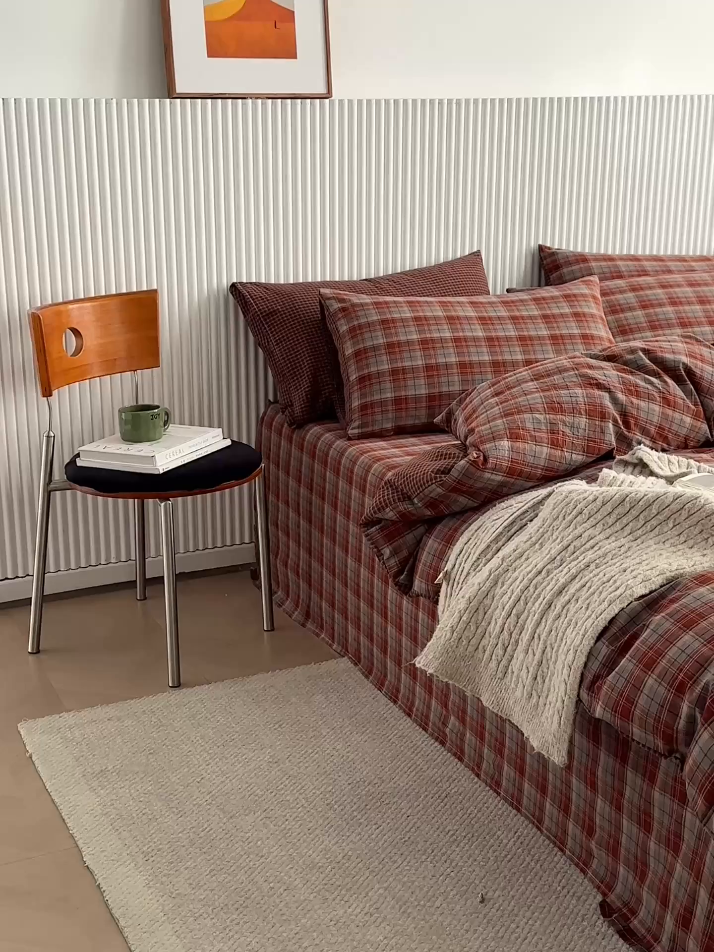 91家纺网 家纺一手货源 找家纺 启程家纺 2026新款纯棉水洗棉复古大格系列多规格纯棉四件套 苏格兰红大格