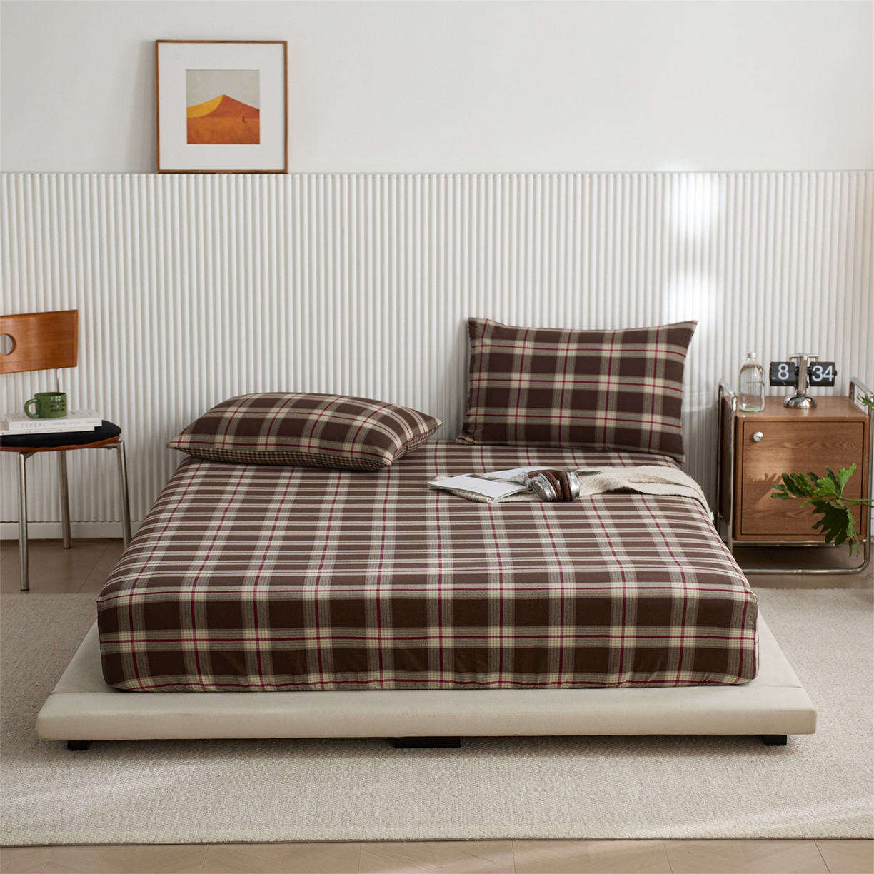 91家纺网 家纺一手货源 找家纺 （总）启程家纺 2026新款纯棉水洗棉复古大格系列多规格纯棉床笠