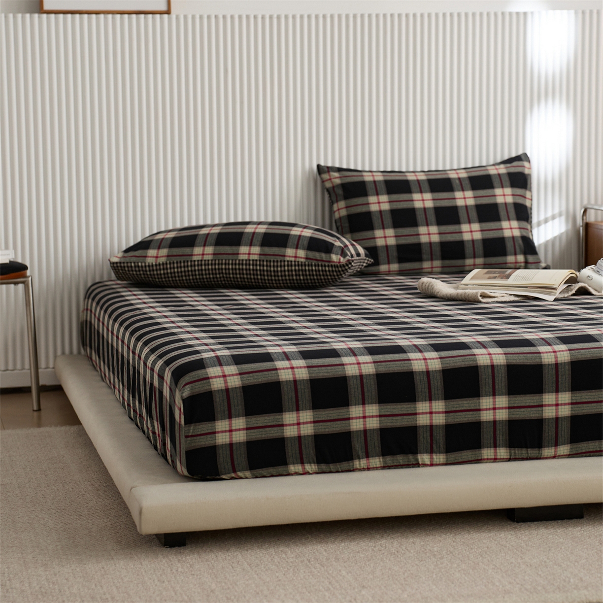 91家纺网 家纺一手货源 找家纺 （总）启程家纺 2026新款纯棉水洗棉复古大格系列多规格纯棉床笠