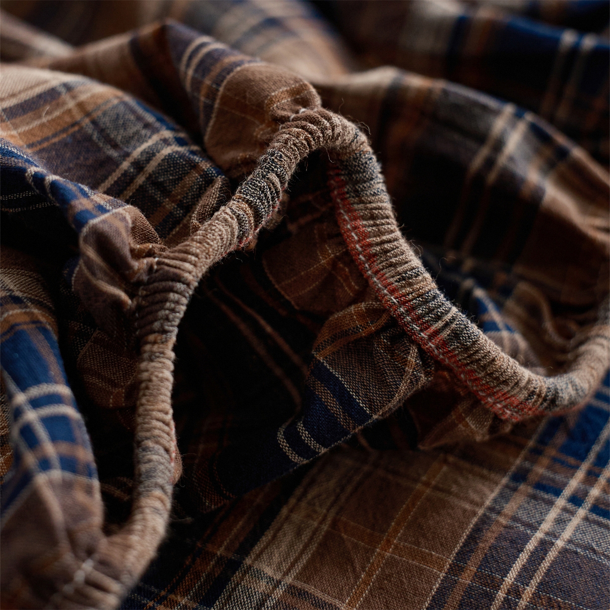 91家纺网 家纺一手货源 找家纺 启程家纺 2026新款纯棉水洗棉复古大格系列多规格纯棉床笠 苏格兰藏蓝大格