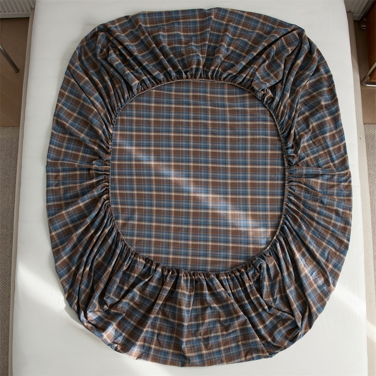 91家纺网 家纺一手货源 找家纺 启程家纺 2026新款纯棉水洗棉复古大格系列多规格纯棉床笠 苏格兰蓝大格