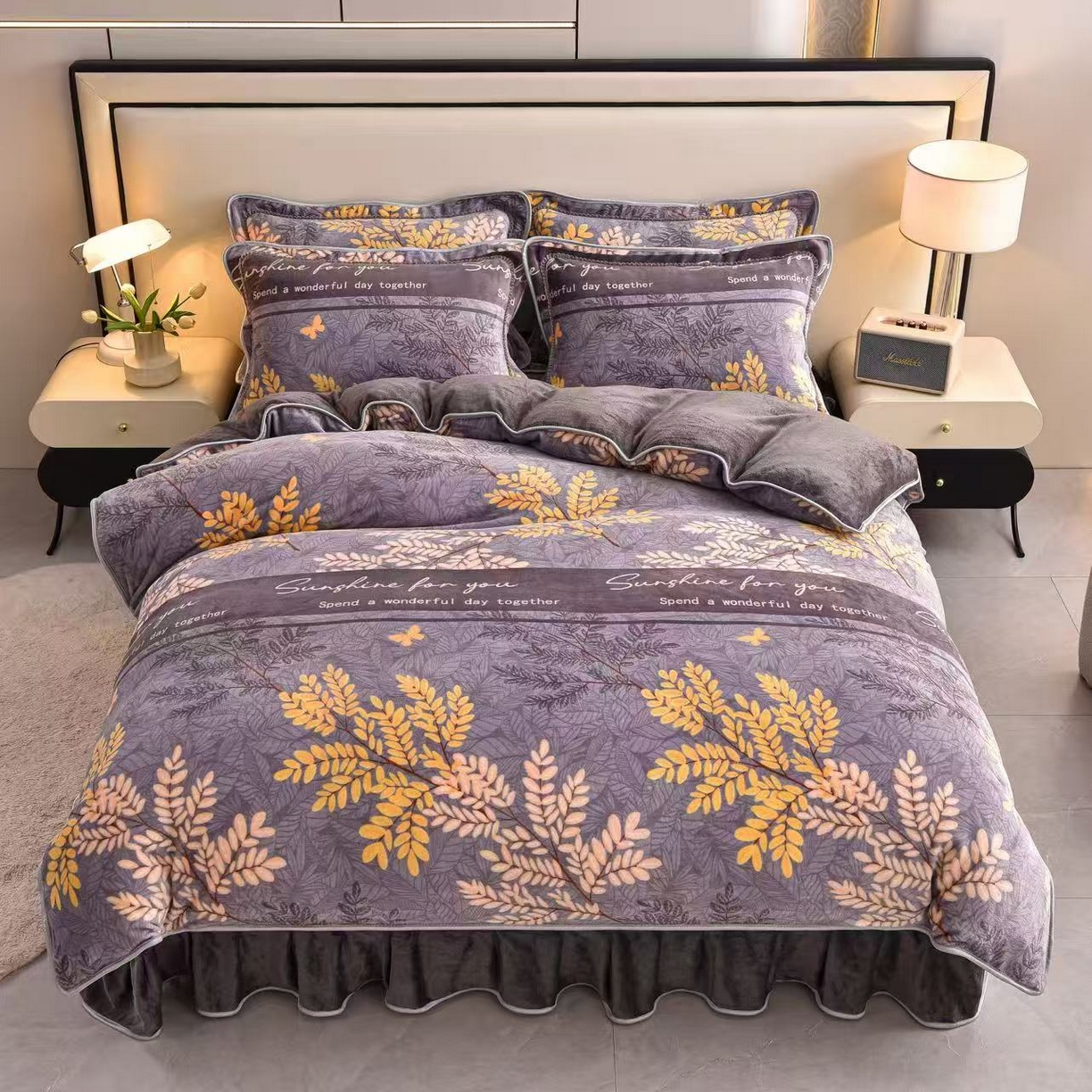 91家纺网 家纺一手货源 找家纺 （总）亿品2025直播爆款9.5斤牛奶绒四件套加厚保暖床裙四件套