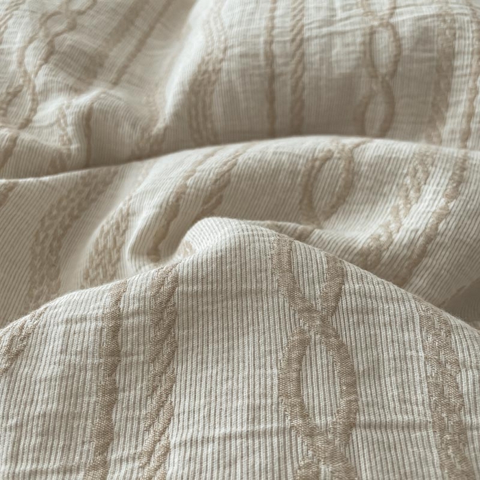 91家纺网 家纺一手货源 找家纺 ab家纺 2026新款全棉纯棉三层纱提花四件套 暖阳-咖