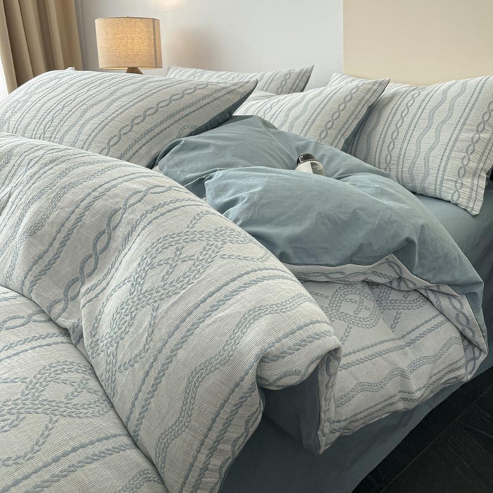 ab家纺 2026新款全棉纯棉三层纱提花四件套 暖阳-兰