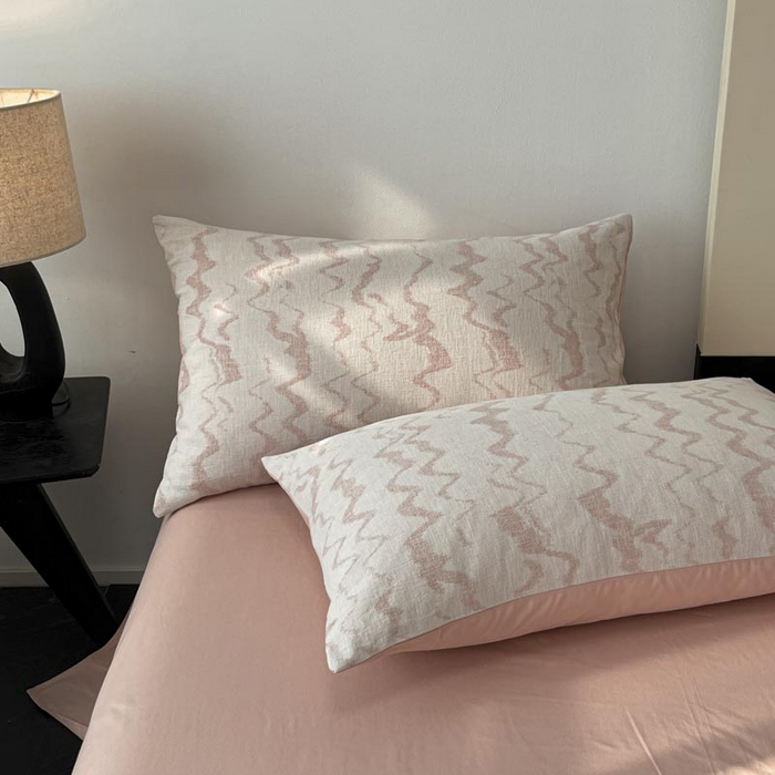 91家纺网 家纺一手货源 找家纺 ab家纺 2026新款全棉纯棉三层纱提花四件套 素影-豆沙