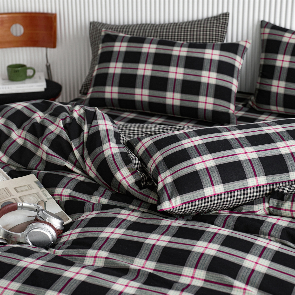 91家纺网 家纺一手货源 找家纺 （总）启程家纺 2026新款纯棉水洗棉复古大格系列多规格纯棉单被套