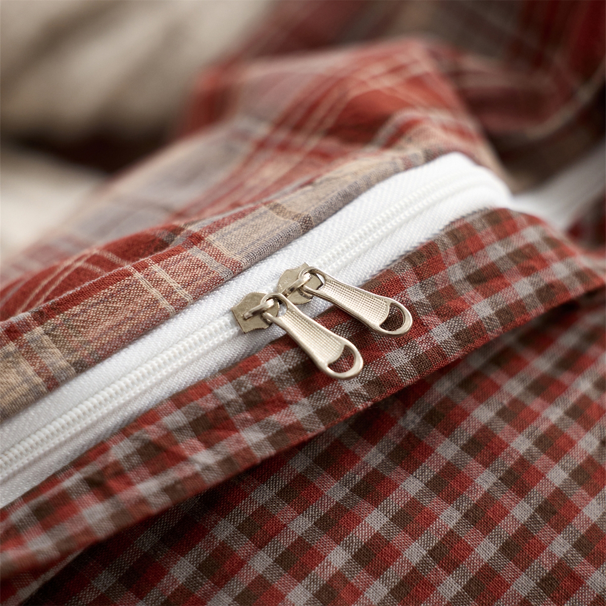 91家纺网 家纺一手货源 找家纺 启程家纺 2026新款纯棉水洗棉复古大格系列多规格纯棉单被套 苏格兰红大格