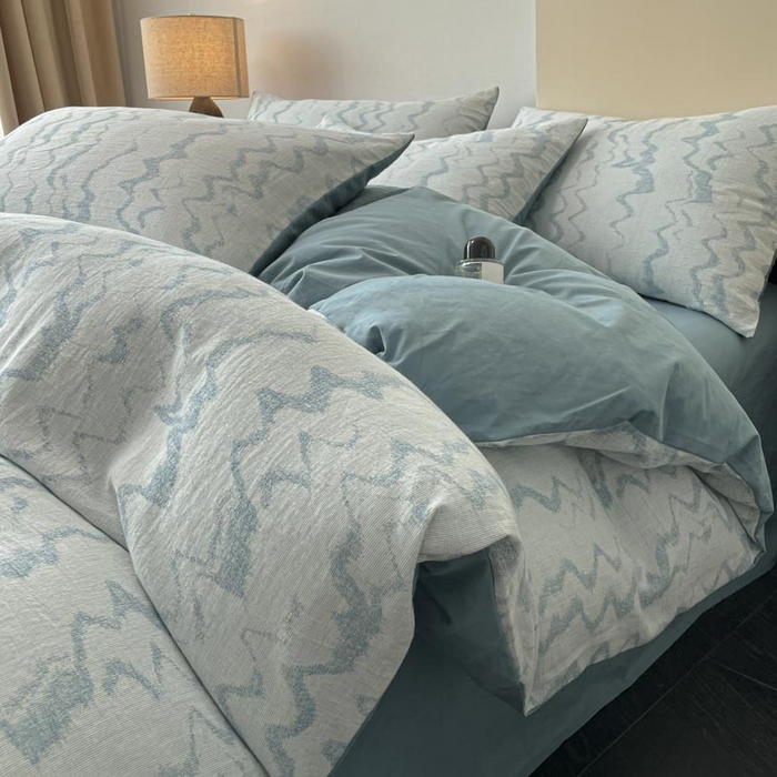 ab家纺 2026新款全棉纯棉三层纱提花四件套 素影-兰