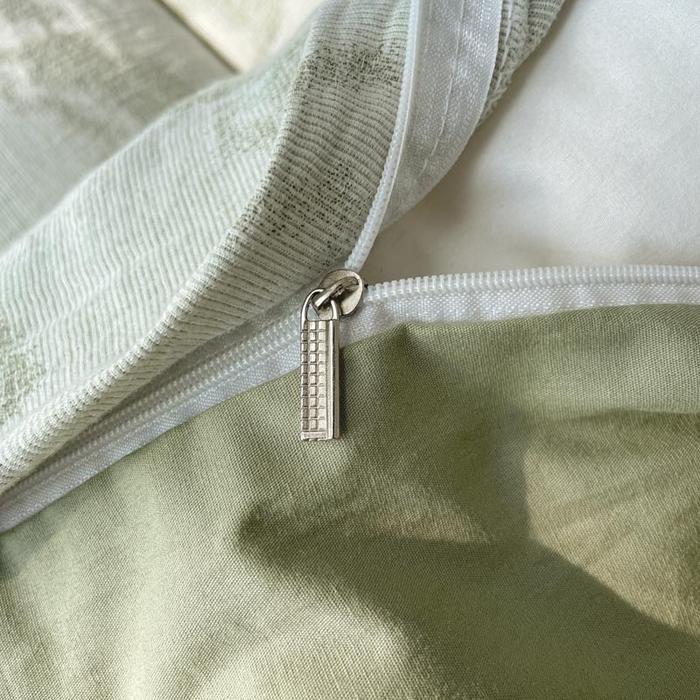 91家纺网 家纺一手货源 找家纺 ab家纺 2026新款全棉纯棉三层纱提花四件套 素影-绿