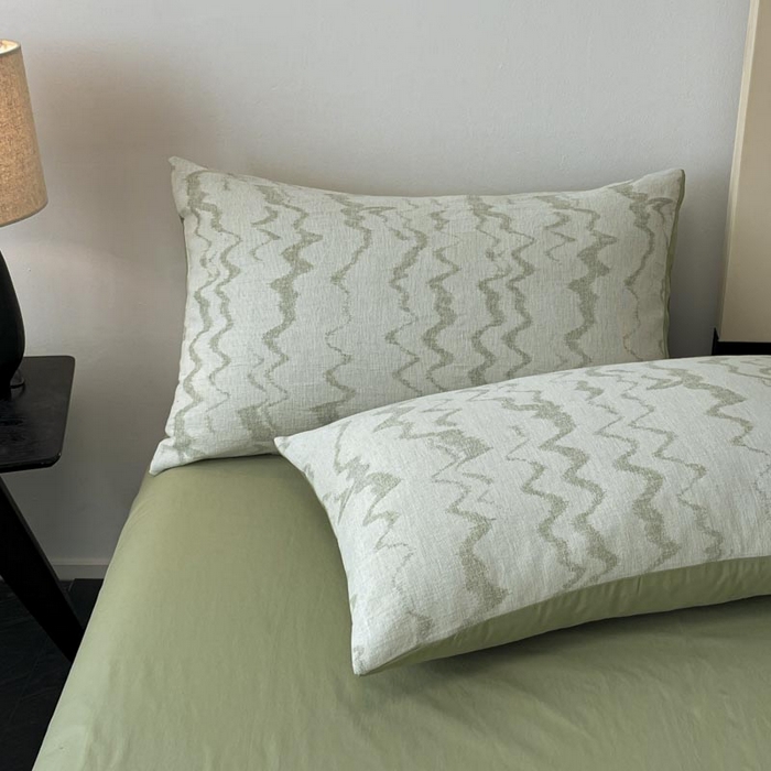 91家纺网 家纺一手货源 找家纺 ab家纺 2026新款全棉纯棉三层纱提花四件套 素影-绿