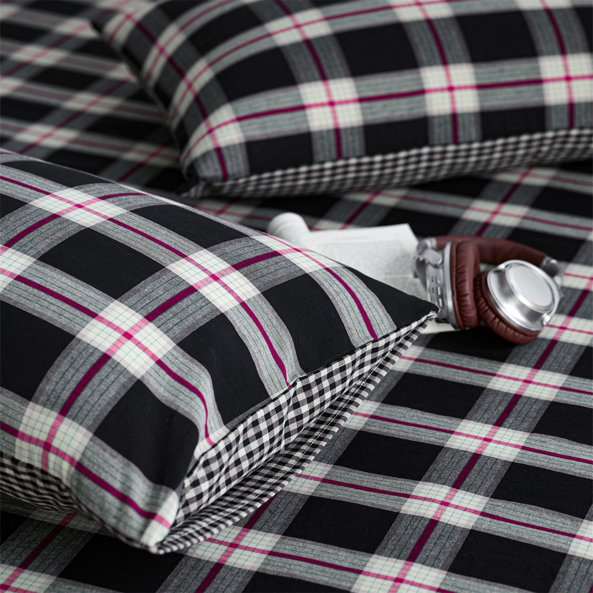 91家纺网 家纺一手货源 找家纺 （总）启程家纺 2026新款纯棉水洗棉复古大格系列多规格纯棉床单