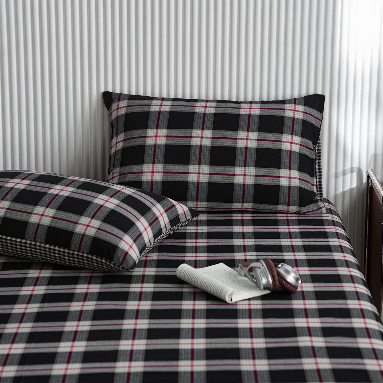 91家纺网 家纺一手货源 找家纺 （总）启程家纺 2026新款纯棉水洗棉复古大格系列多规格纯棉床单