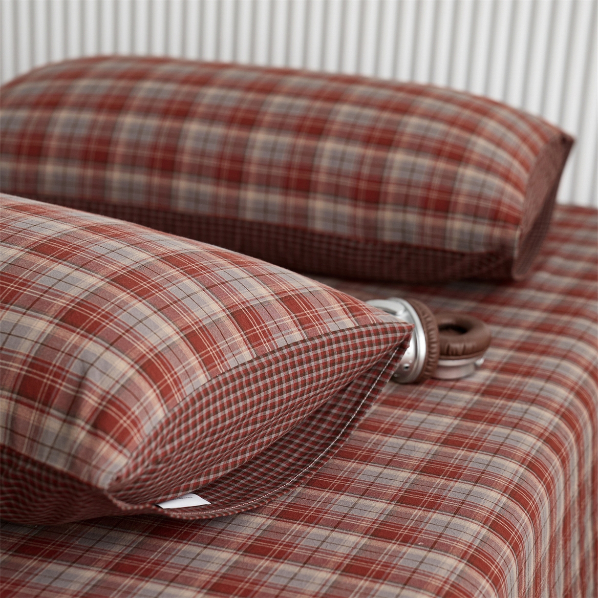 91家纺网 家纺一手货源 找家纺 启程家纺 2026新款纯棉水洗棉复古大格系列多规格纯棉床单 苏格兰红大格