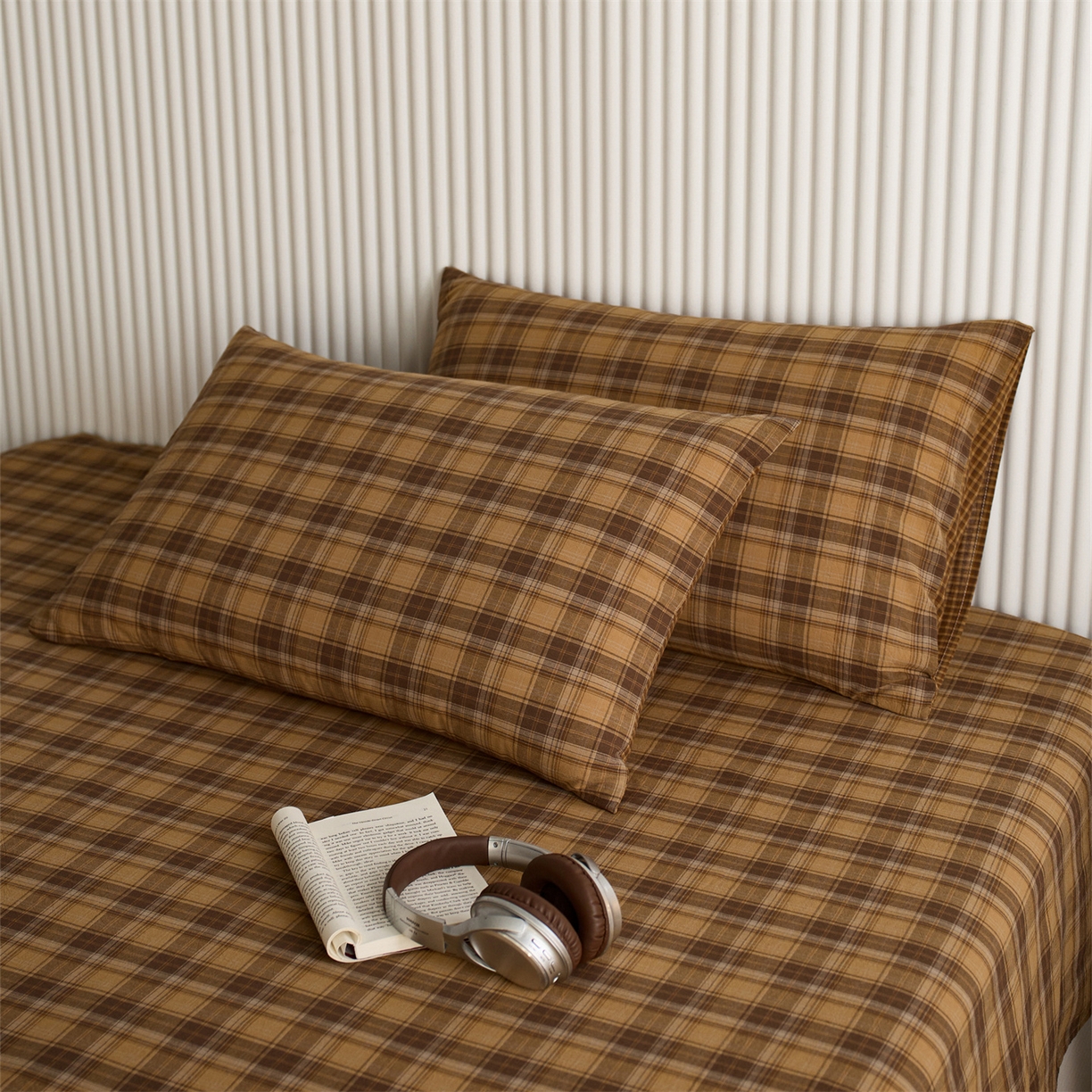 91家纺网 家纺一手货源 找家纺 启程家纺 2026新款纯棉水洗棉复古大格系列多规格纯棉床单 苏格兰黄大格