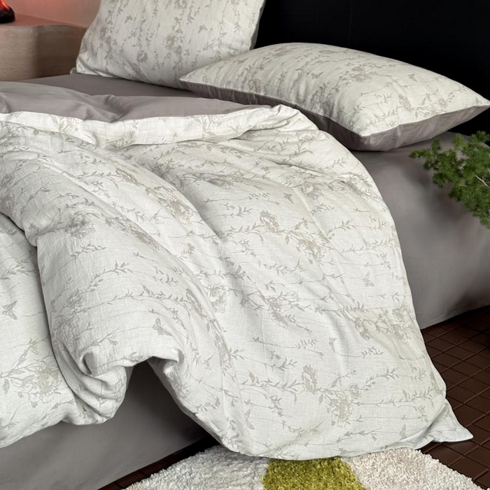 91家纺网 家纺一手货源 找家纺 ab家纺 2026新款全棉纯棉三层纱提花四件套 茵荔-灰