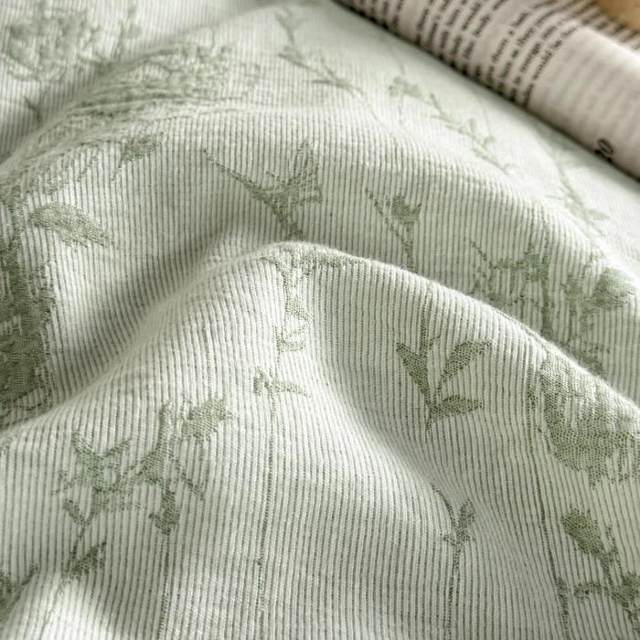 91家纺网 家纺一手货源 找家纺 ab家纺 2026新款全棉纯棉三层纱提花四件套 茵荔-绿