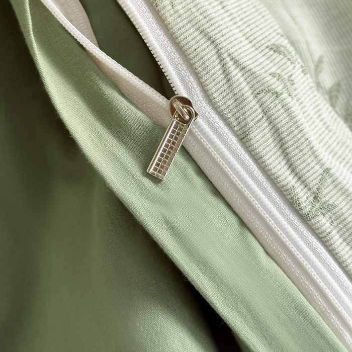 91家纺网 家纺一手货源 找家纺 ab家纺 2026新款全棉纯棉三层纱提花四件套 茵荔-绿