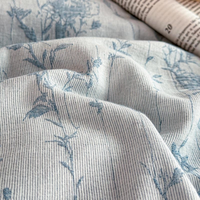 91家纺网 家纺一手货源 找家纺 ab家纺 2026新款全棉纯棉三层纱提花四件套 茵荔-浅蓝