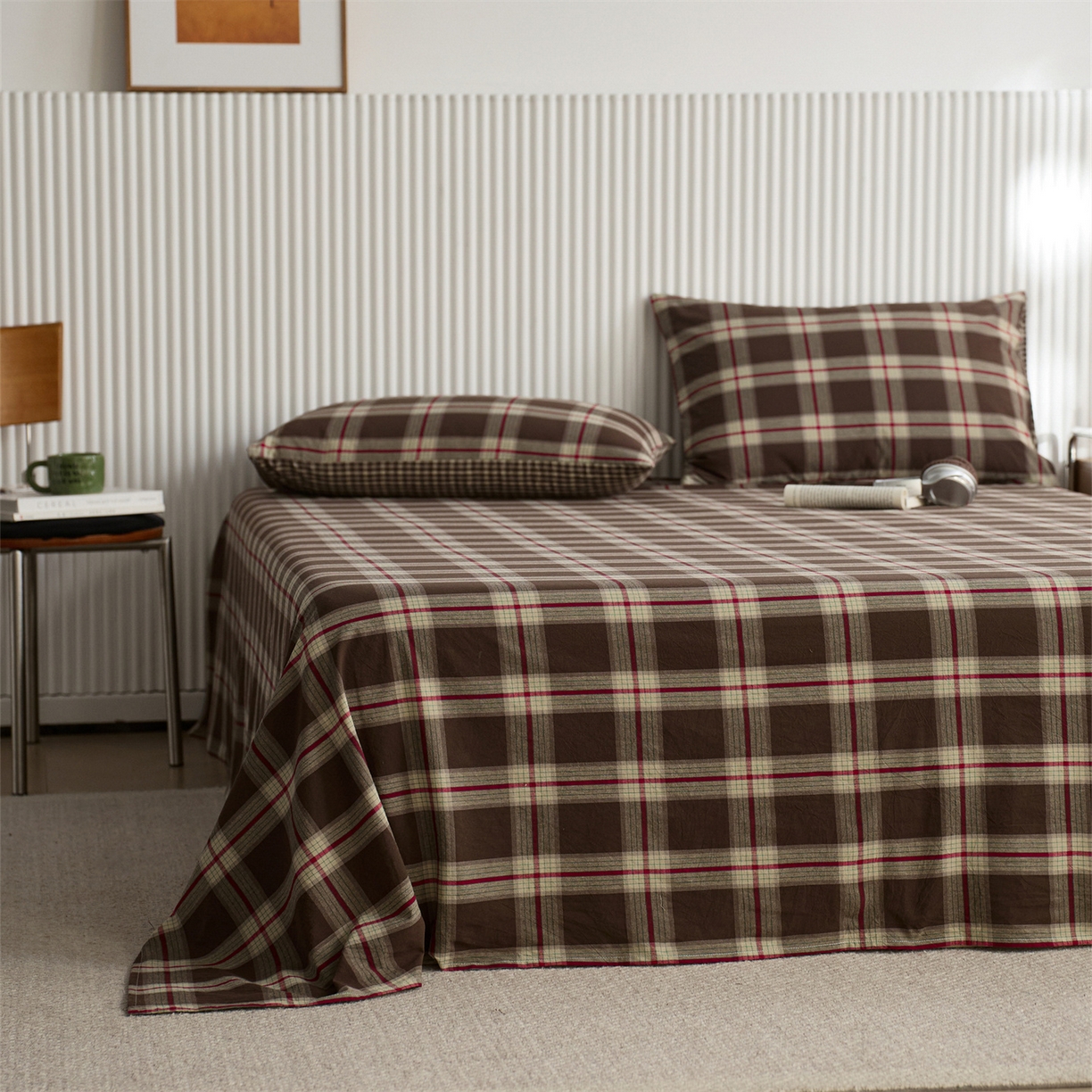 91家纺网 家纺一手货源 找家纺 启程家纺 2026新款纯棉水洗棉复古大格系列多规格纯棉枕套 摩登大咖