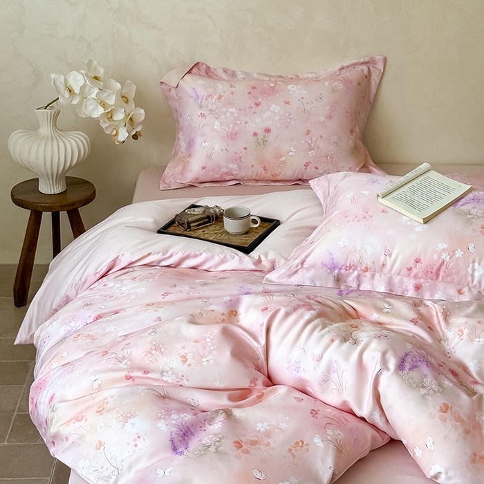 91家纺网 家纺一手货源 找家纺 Mr.pig猪先生水洗棉 2025新款保暖舒适羊毛印花工艺四件套 椿山