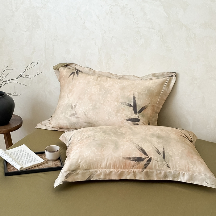 91家纺网 家纺一手货源 找家纺 Mr.pig猪先生水洗棉 2025新款保暖舒适羊毛印花工艺四件套 棕-竹叶