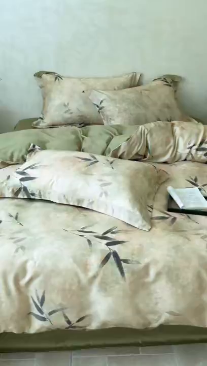 91家纺网 家纺一手货源 找家纺 Mr.pig猪先生水洗棉 2025新款保暖舒适羊毛印花工艺四件套 棕-竹叶