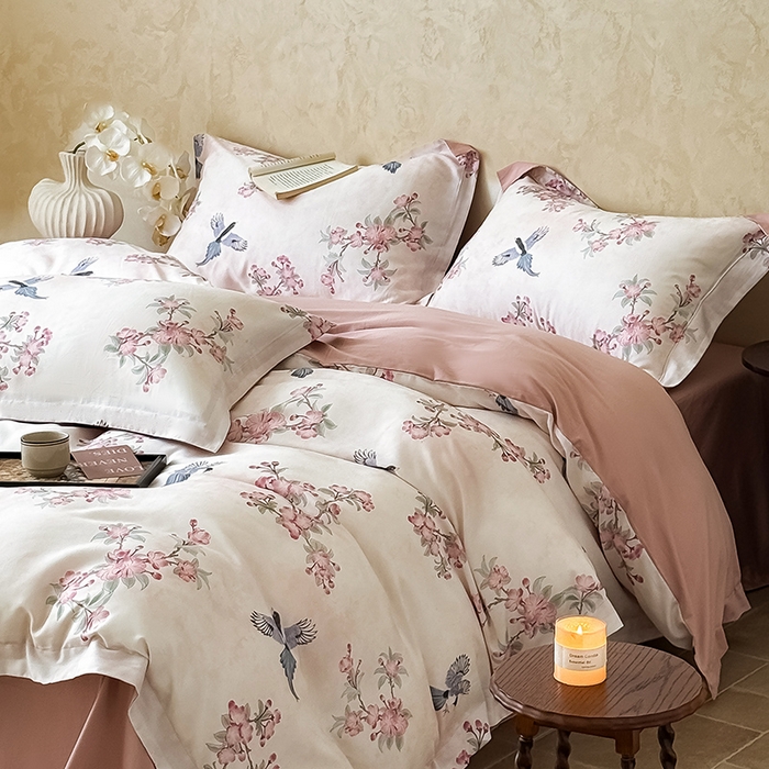 Mr.pig猪先生水洗棉 2025新款羊毛印花工艺宽边四件套 棠鹊鸣春-宽边