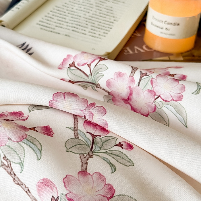 91家纺网 家纺一手货源 找家纺 Mr.pig猪先生水洗棉 2025新款羊毛印花工艺宽边四件套 棠鹊鸣春-宽边