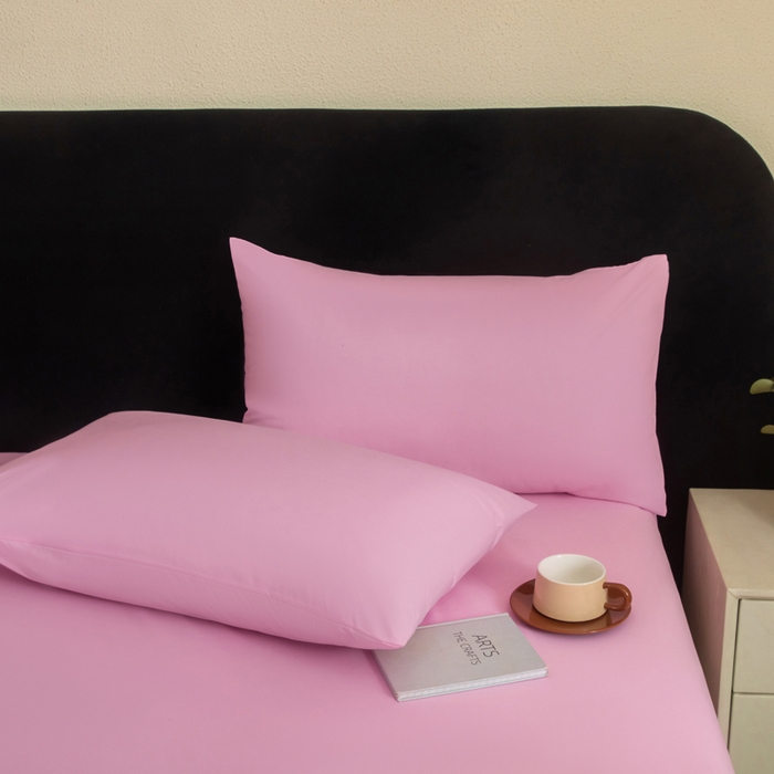 91家纺网 家纺一手货源 找家纺 三悦四季 2026新款纯色亲肤磨毛防水床笠跨境直播爆款床笠三件套外贸可定制任意尺寸 粉色