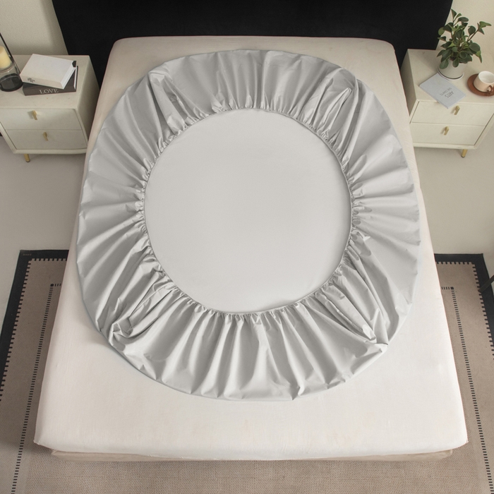 91家纺网 家纺一手货源 找家纺 三悦四季 2026新款纯色亲肤磨毛防水床笠跨境直播爆款床笠三件套外贸可定制任意尺寸 浅灰