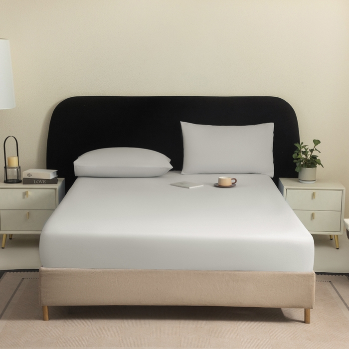 91家纺网 家纺一手货源 找家纺 三悦四季 2026新款纯色亲肤磨毛防水床笠跨境直播爆款床笠三件套外贸可定制任意尺寸 浅灰