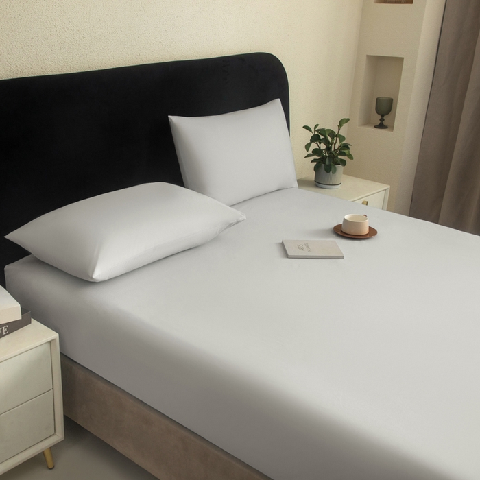 91家纺网 家纺一手货源 找家纺 三悦四季 2026新款纯色亲肤磨毛防水床笠跨境直播爆款床笠三件套外贸可定制任意尺寸 浅灰