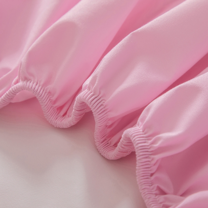 91家纺网 家纺一手货源 找家纺 三悦四季 2026新款纯色亲肤磨毛防水床笠跨境直播爆款床笠三件套外贸可定制任意尺寸 粉色