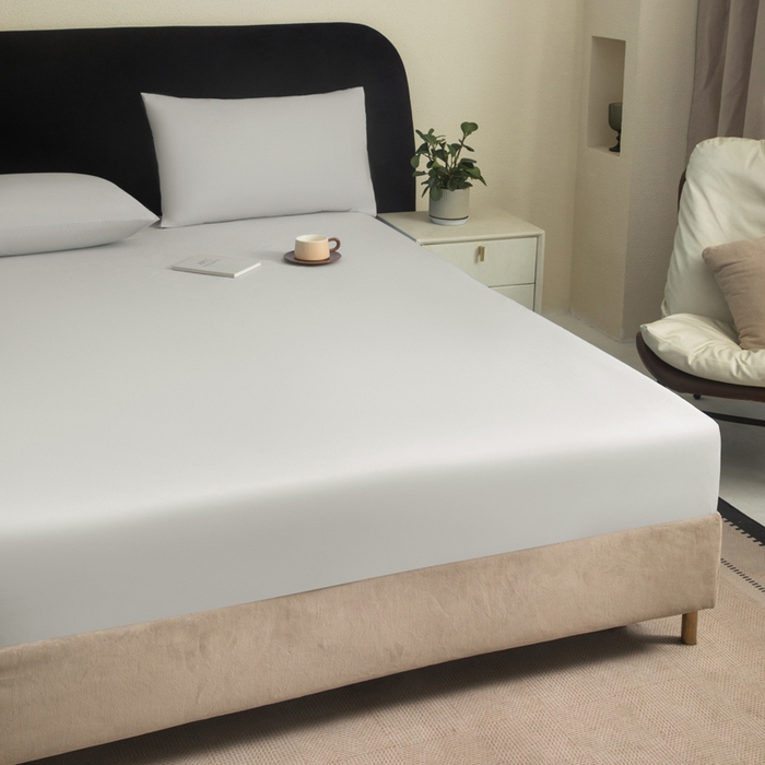 91家纺网 家纺一手货源 找家纺 三悦四季 2026新款纯色亲肤磨毛防水床笠跨境直播爆款床笠三件套外贸可定制任意尺寸 浅灰