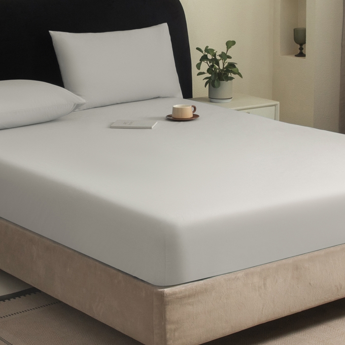 91家纺网 家纺一手货源 找家纺 三悦四季 2026新款纯色亲肤磨毛防水床笠跨境直播爆款床笠三件套外贸可定制任意尺寸 浅灰