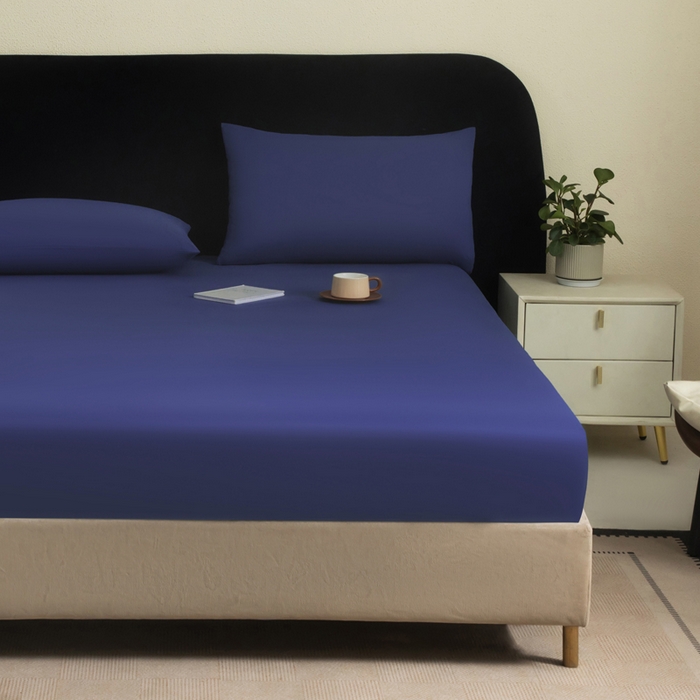 91家纺网 家纺一手货源 找家纺 三悦四季 2026新款纯色亲肤磨毛防水床笠跨境直播爆款床笠三件套外贸可定制任意尺寸 藏蓝