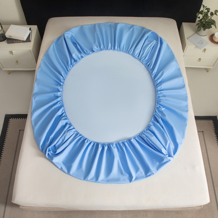 91家纺网 家纺一手货源 找家纺 三悦四季 2026新款纯色亲肤磨毛防水床笠跨境直播爆款床笠三件套外贸可定制任意尺寸 天蓝