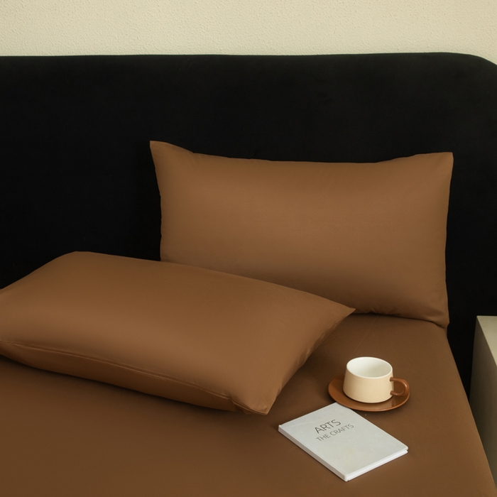 91家纺网 家纺一手货源 找家纺 三悦四季 2026新款纯色亲肤磨毛防水床笠跨境直播爆款床笠三件套外贸可定制任意尺寸 咖色