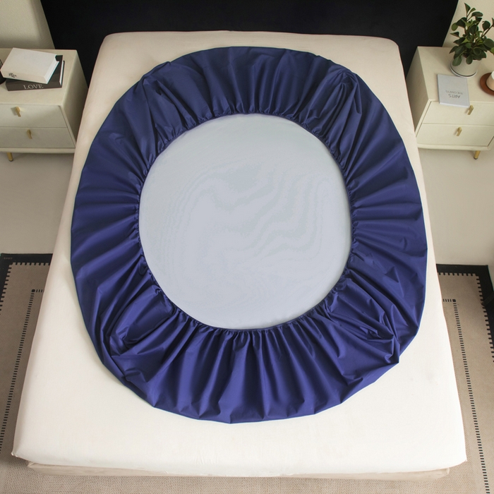 91家纺网 家纺一手货源 找家纺 三悦四季 2026新款纯色亲肤磨毛防水床笠跨境直播爆款床笠三件套外贸可定制任意尺寸 藏蓝