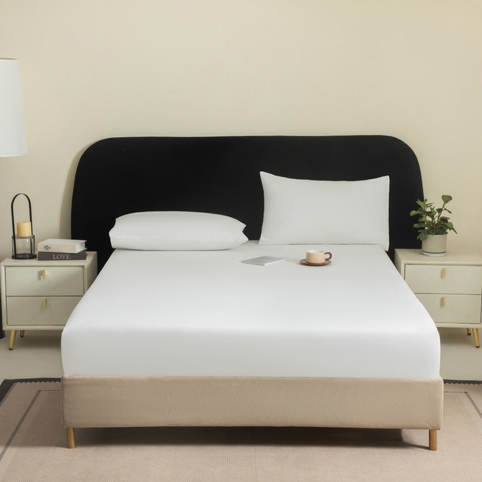 91家纺网 家纺一手货源 找家纺 三悦四季 2026新款纯色亲肤磨毛防水床笠跨境直播爆款床笠三件套外贸可定制任意尺寸 白色