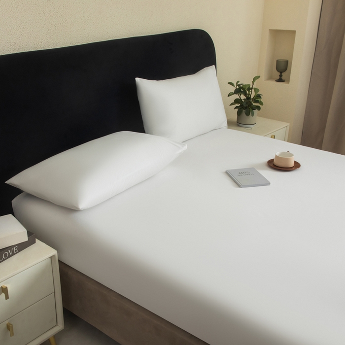 91家纺网 家纺一手货源 找家纺 三悦四季 2026新款纯色亲肤磨毛防水床笠跨境直播爆款床笠三件套外贸可定制任意尺寸 白色