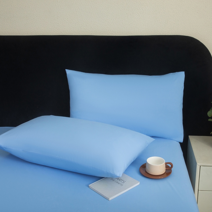 91家纺网 家纺一手货源 找家纺 三悦四季 2026新款纯色亲肤磨毛防水床笠跨境直播爆款床笠三件套外贸可定制任意尺寸 天蓝